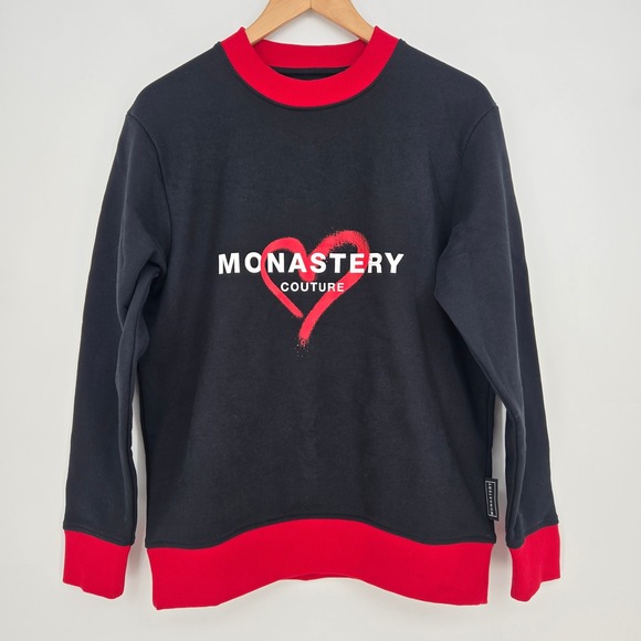 Monastery Couture Other - NWT Monastery Couture Sweatshirt Black Red Heart Luxury Cotton Mens M Streetwear